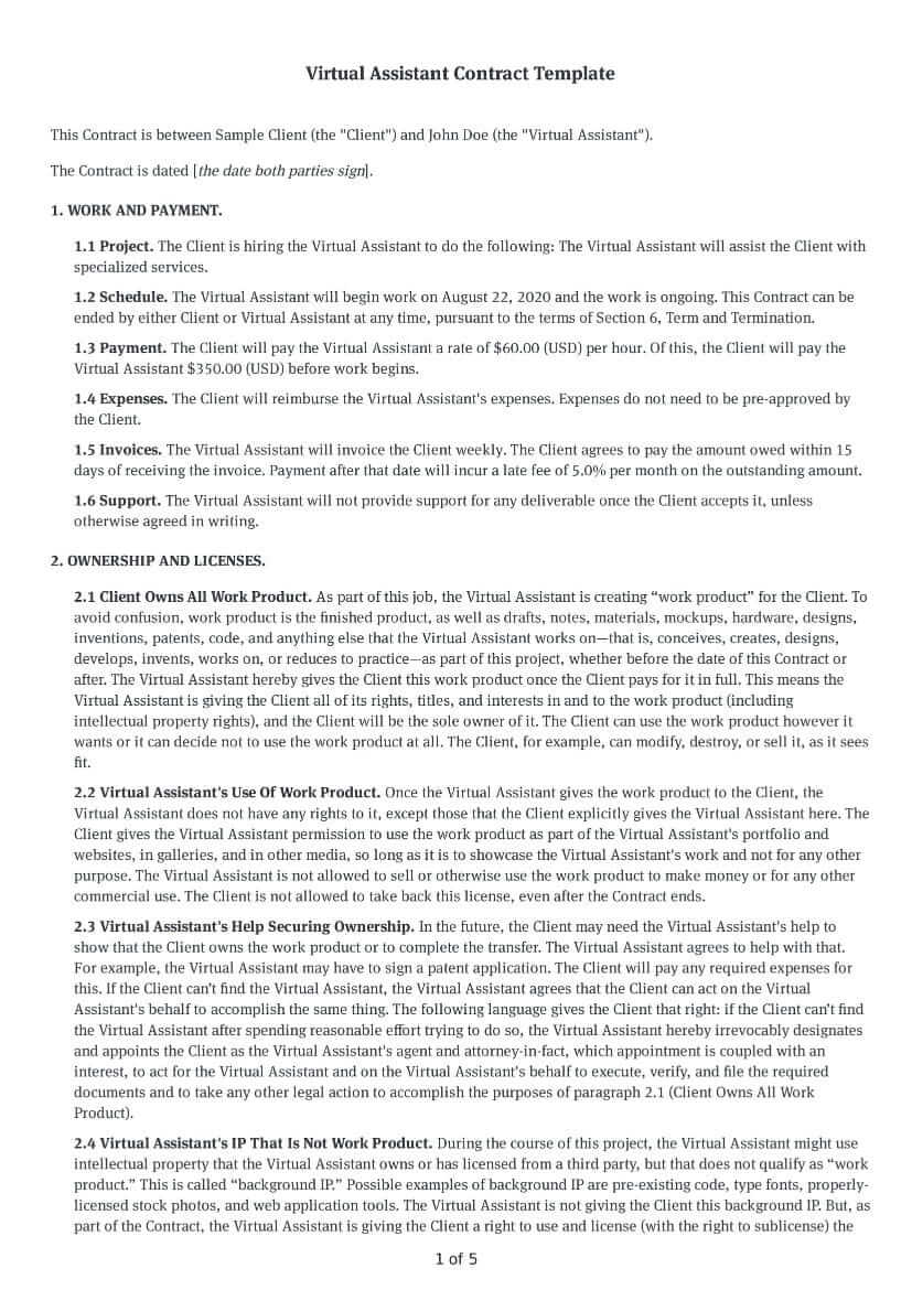 Editable Freelance Virtual Assistant Contract Template Labor Form Editable Freelance Virtual Assistant Contract Template Labor Form